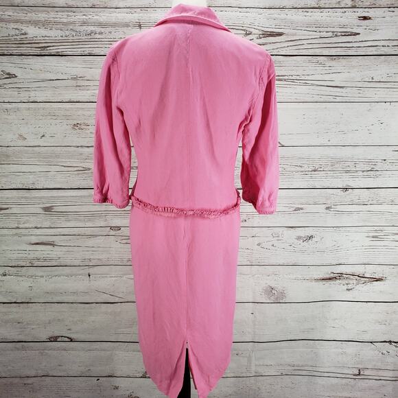 Positive Attitude Pink Linen Blend Sheath Dress Ruffle Trim Jacket Set Size 6 - Picture 12 of 12